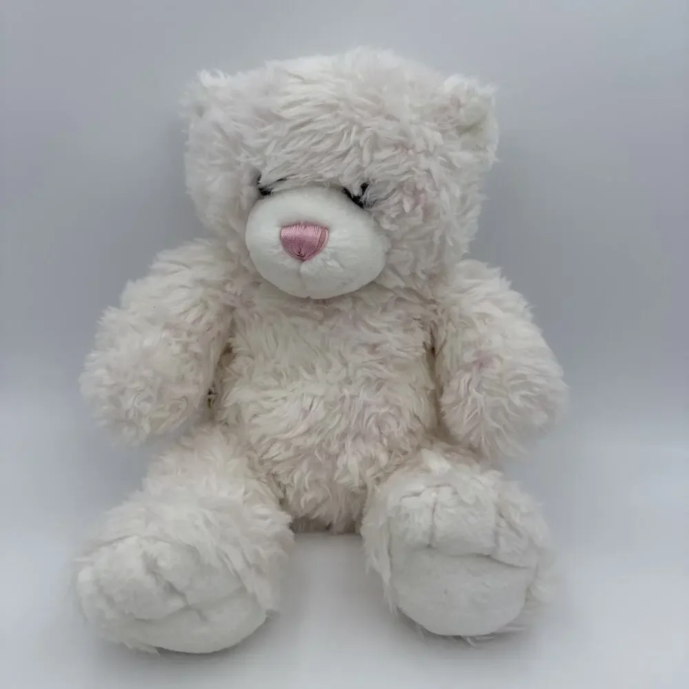 Build A Bear Pink And White Swirl Teddy Bear With Jean Shorts & White Shirt 14”